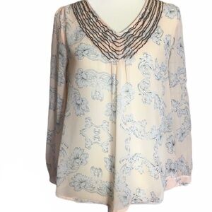 Blu•Pepper Size Medium Blush Printed Blouse